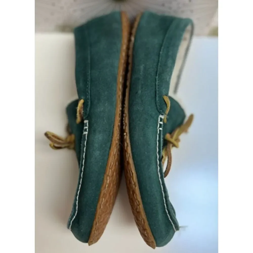 Lands' End green suede moccasins. Size 9 men's.